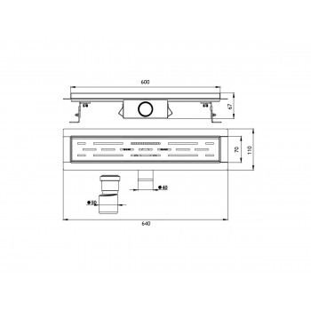 Трап лотковый ORE Drain H1 600х70х67мм слив 40 мм