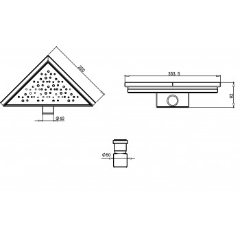Трап треугольный ORE Drain T2 250х250х355 мм слив 40 мм